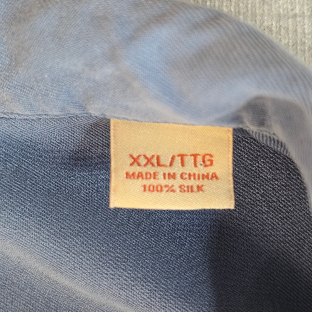 Tommy Bahama Silk Camp Shirt Mens XXL Blue Tropical Resort Luxury Minimalist - Picture 5 of 11